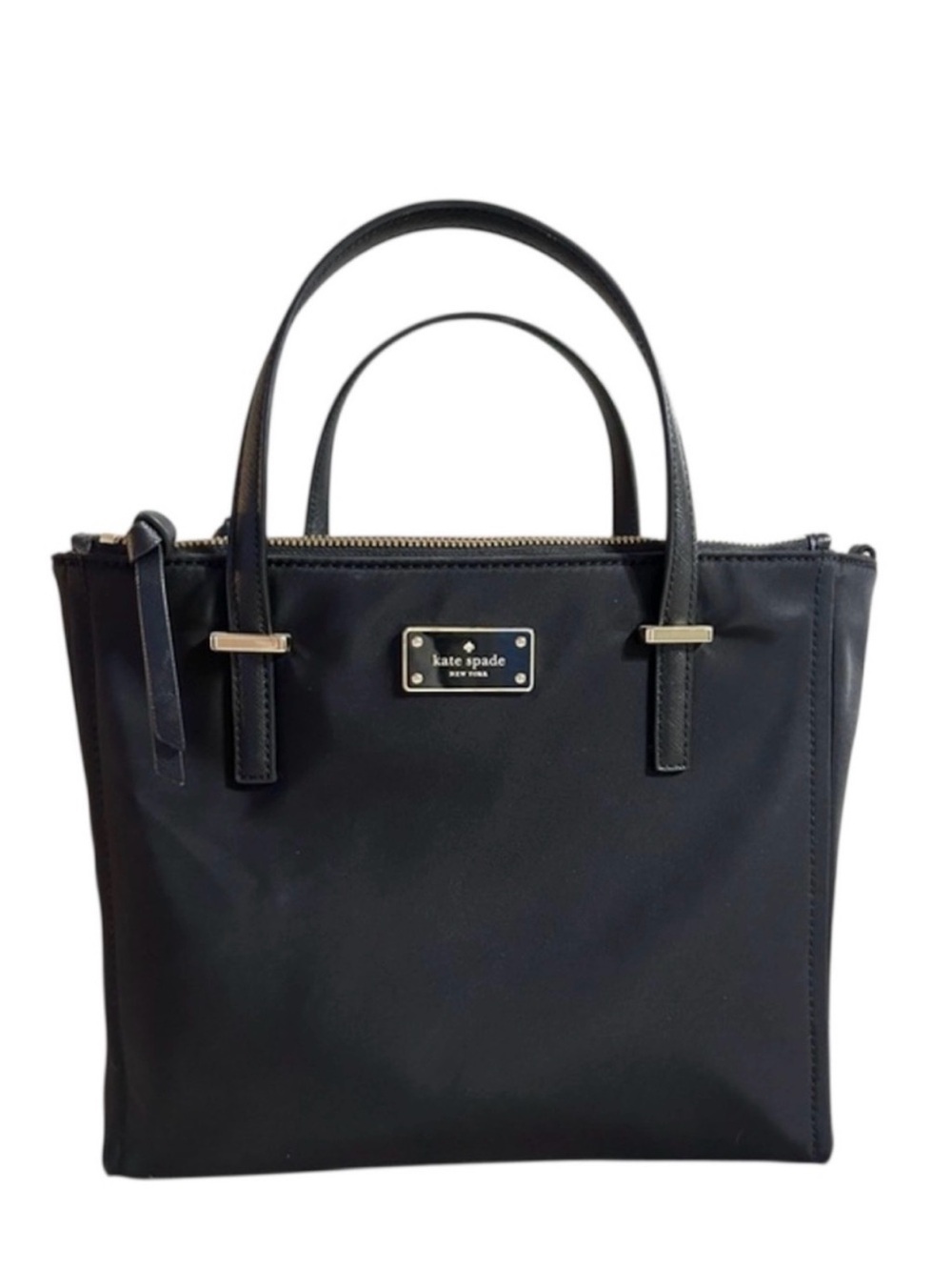 kate spade New York Wilson Road Alyse Satchel Black Tote Bag Nylon Purse Handbag
